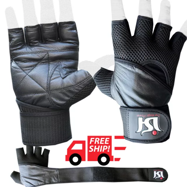 Gants de levage de poids en cuir gymnastique entraînement fitness exercice musculation entraînement