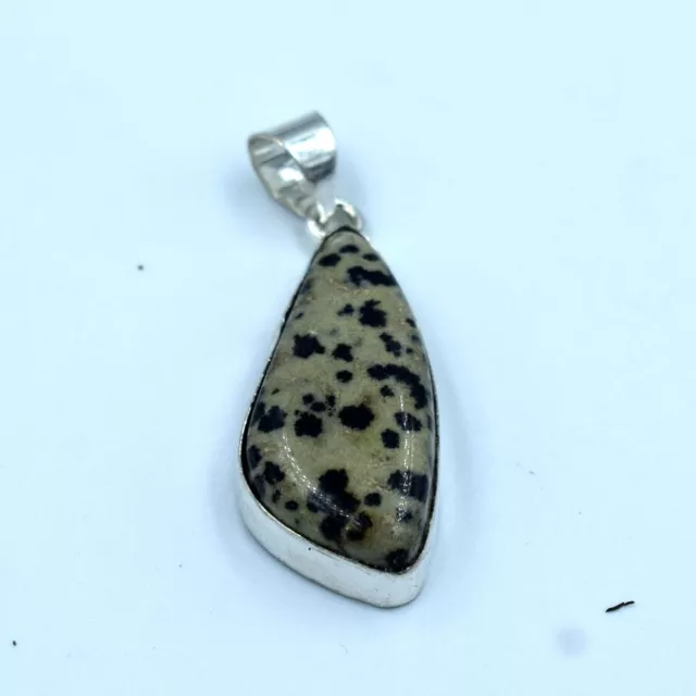 Natural Dalmatian Jasper Gemstone 925 sterling Silver Handmade Jewelry Pendant