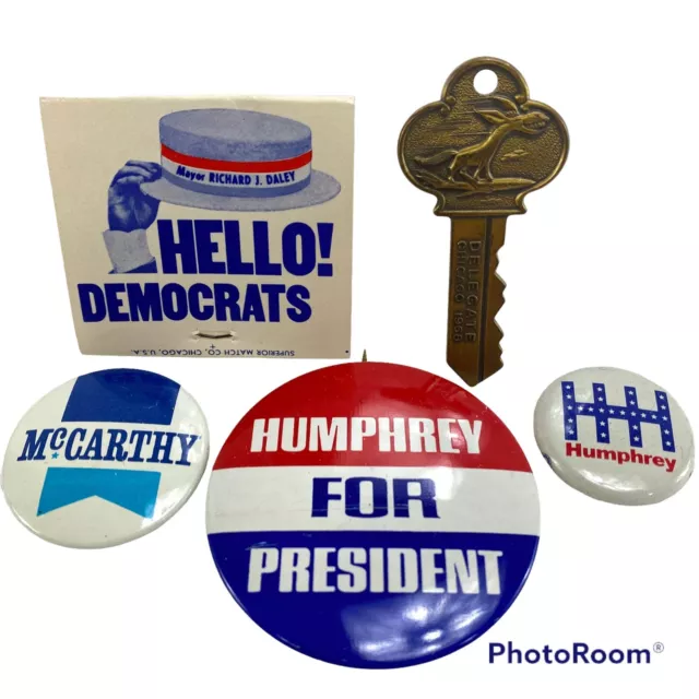 1968 Democrat NATIONAL CONVENTION Flying Donkey Club DELEGATE Brass KEY Pin Lot