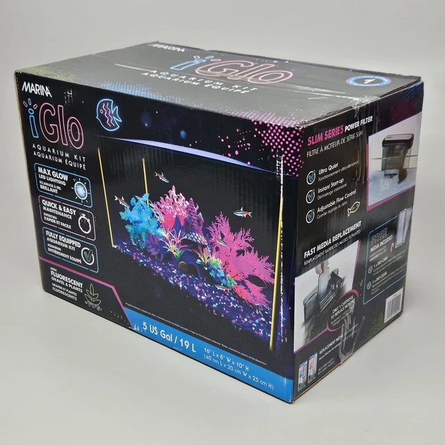 Marina iGlo Aquarium Kit w/ LED lights Glowing Effect 5 Gal 15252