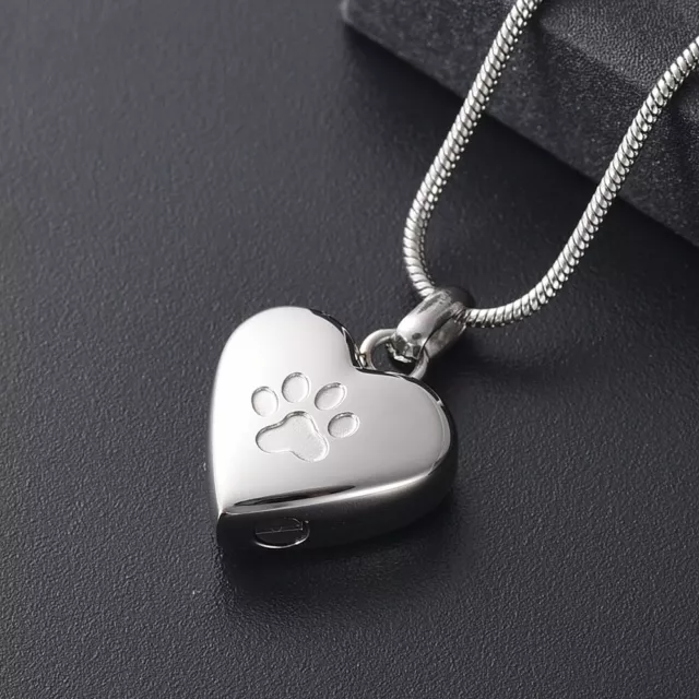 Urn Heart Pet Dog Cat Cremation Ashes Necklace Jewellery Keepsake Pendant Silver