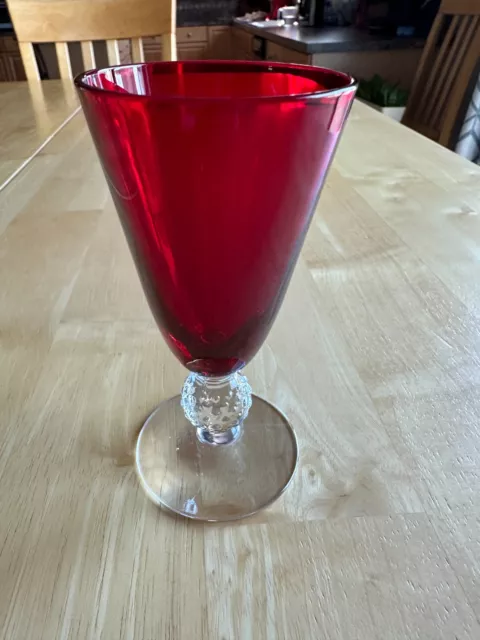 Morgantown Glass Co. Ruby Red Golf Ball Footed 4 Ounce Juice Glass