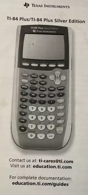 TI-84 Plus & Silver Edition Texas Instruments User Manual / Guide 2012