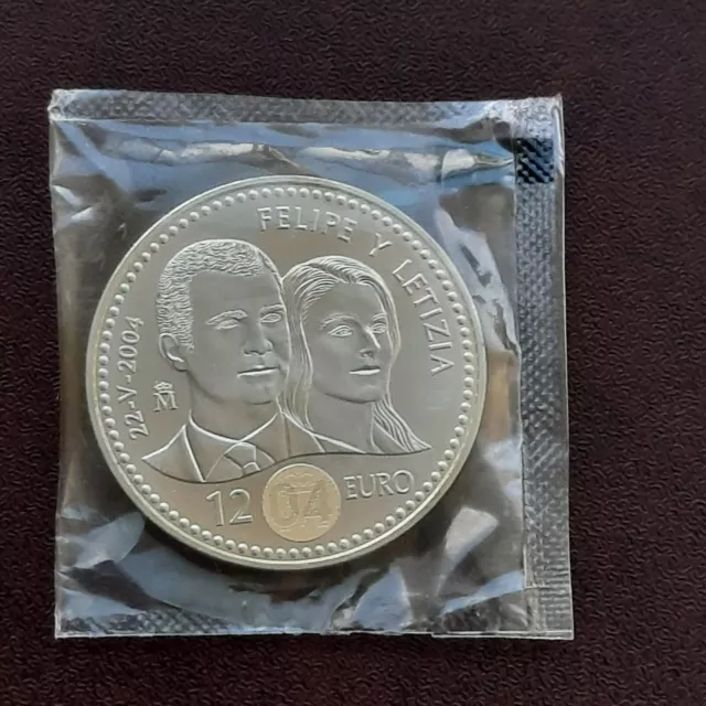 Moneda De 12 Euros De España Del Año 2004.Boda Felipe Y Letizia..de Plata.