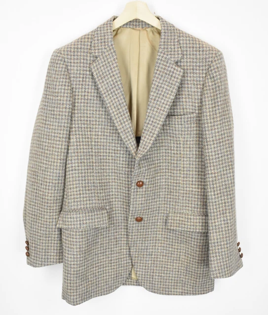 Harris Tweed Giacca Uomo ~ Medio Lana Mezza Foderato con Motivo 2 Bottoni