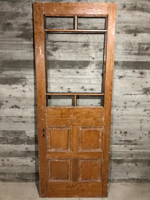 Vintage Oak Wood French Door (Church/School House) /w No Glass 5 Lite 31x82