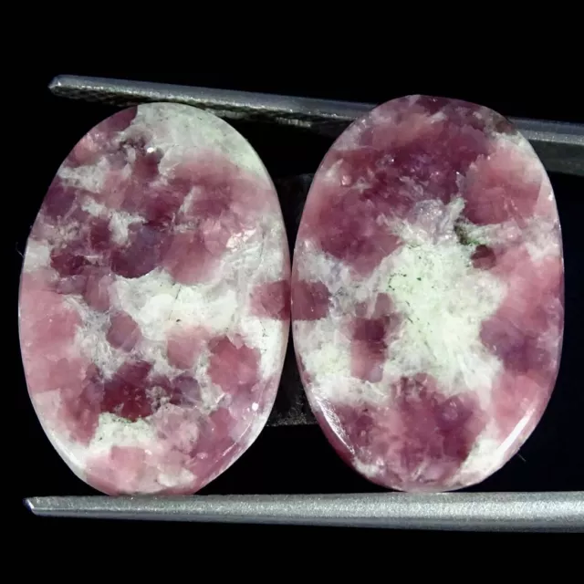 17.30Cts Natural Pair Lepidolite Loose Oval Cabochon Gemstones