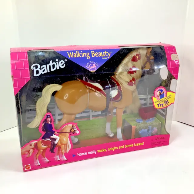 Vintage 1998 Barbie Riding Club Equestrian Walking Beauty Horse NEW, NRFB