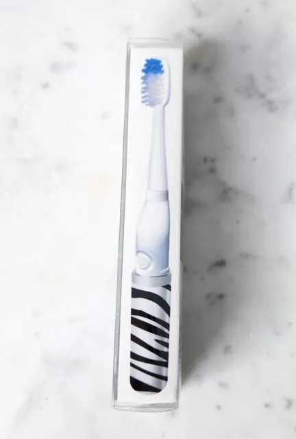 NIB Violife Slim Sonic Stylish Toothbrush Battery Portable Home Travel Zebra 3