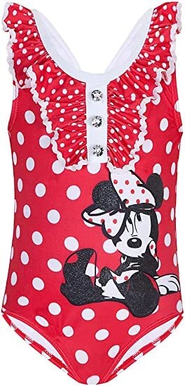 Disney Store Minnie Mouse Swimsuit Red 1 Piece Youth Size 2/3, 4, 7/8, 10 NWT