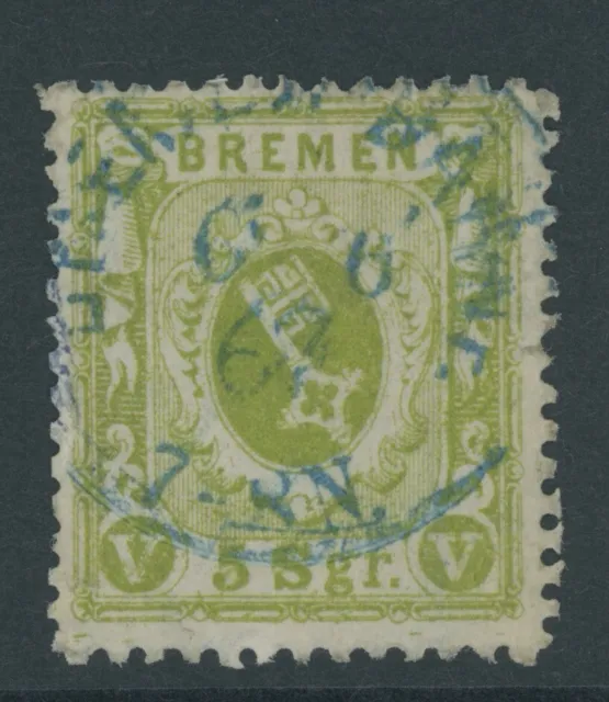 Bremen Mi. Nr. 15 c gestempelt blauer K1 „BREMEN BAHNHOF“ 1.200 Euro
