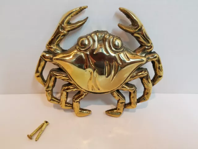 Vintage Solid Brass Blue Crab Door Knocker Architectural Hardware UNUSED