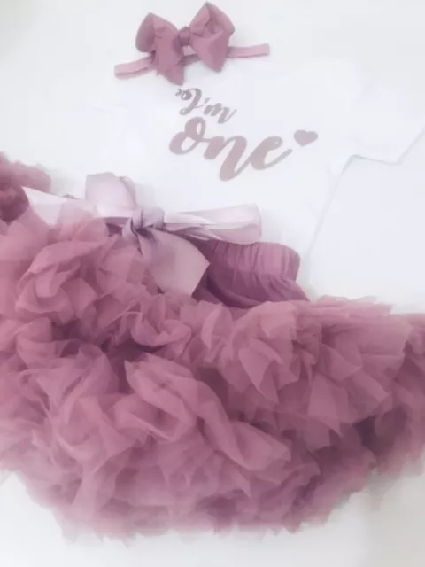 Luxury Girls 1st First Birthday Tutu Skirt Outfit Rose Gold Cake Smash Set One