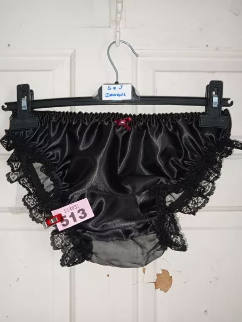 Ladies~Maids~Sissy~Tv/Cd~Adult Baby Black Satin Front Organza Back & Lace 513