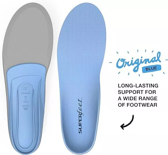 Superfeet Blue Insoles Premium Orthotic Arch Support - Performance Shoe Inserts