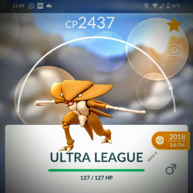 Pokemon Alakazam legacy Counter + 3 MOVES GO ULTRA LEAGUE 2500CP Abra  evolution