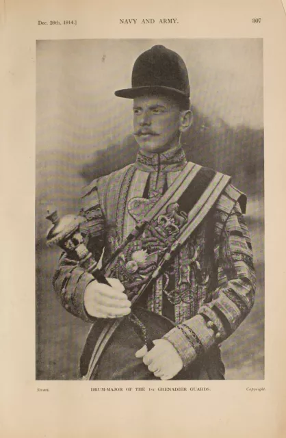 1914 WW1 PRINT DRUM MAJOR OF THE 1st GRENADIER GUARDS