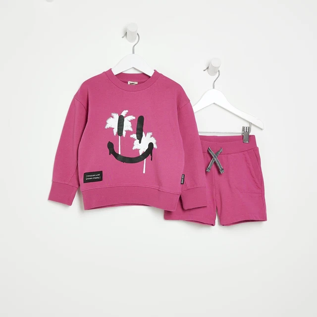 Felpa sorridente River Island bambini set abito rosa smiley collo corto