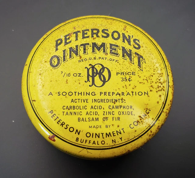PETERSON'S OINTMENT 3 oz Advertisement Tins - EMPTY (3) Vintage