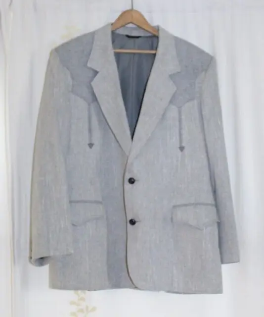 Vintage Pioneer Wear Gray Western Rockabilly Blazer Sport Coat USA Men's 46