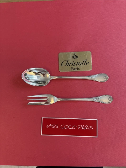 1 fourchette et 1cuillère de service CHRISTOFLE modèle Acier
