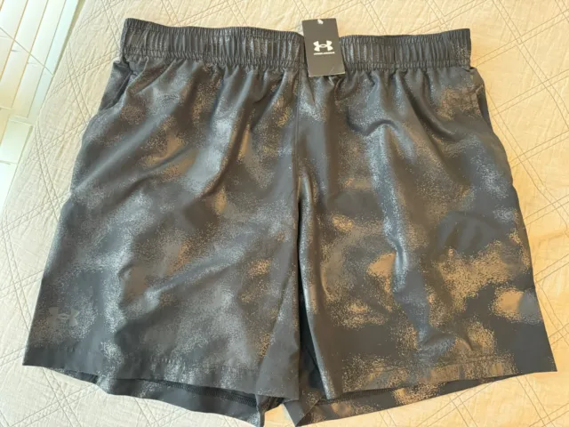 NEW Under Armour Men’s Black Woven Emboss Shorts-size 2X