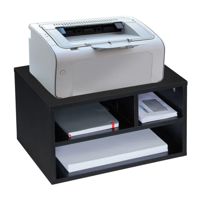 Soporte impresora con estante escritorio Organizador escritorio negro 3 baldas