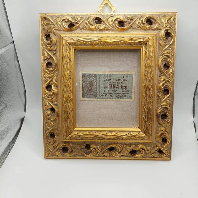 UNA lira buono di carsa a corso legale, autentiche, quadro artigianale.