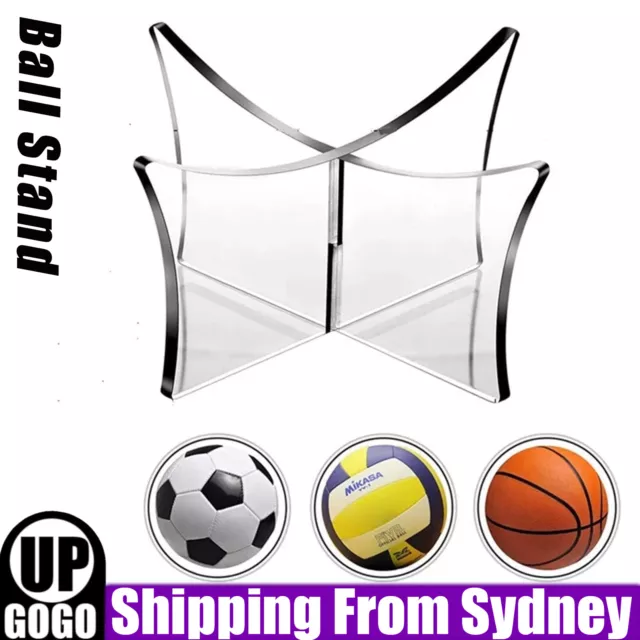 Clear Acrylic Ball Stand Holder Display Rugby Basketball Football Soccer New AU