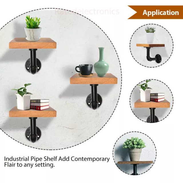 4/8 Industrial DIY Pipe Shelf Bracket Custom Wall Mount Floating Decor Shelves