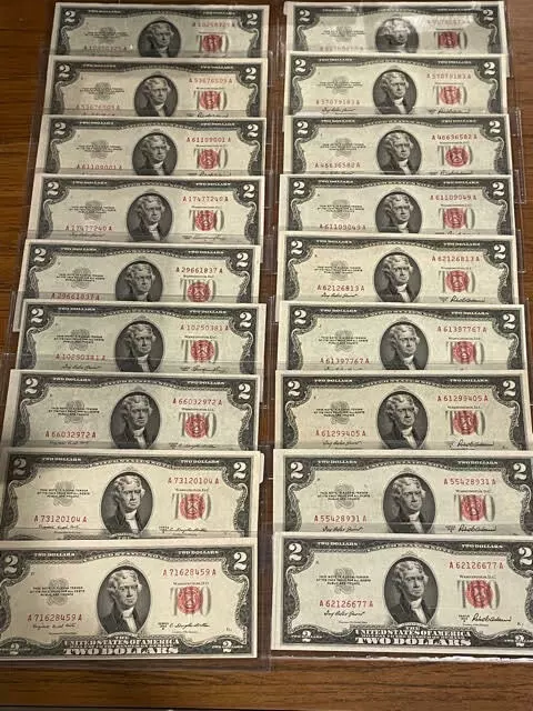 ✯ 1953 Two Dollar Note Red Seal ✯$2 Bill ✯US CURRENCY✯(18 Available) CH UNC