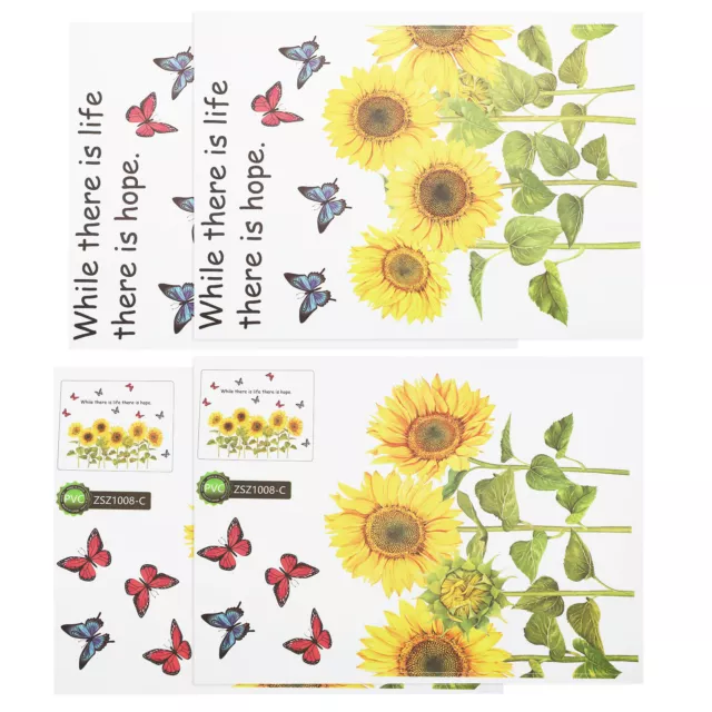 2 Sets Sunflower Butterfly Wall Stickers Wall Decals Mural Art Sticker