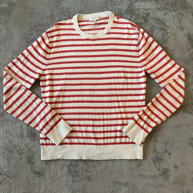 Club Monaco Red Striped Long Sleeve Cotton Sweater Women's SMALL