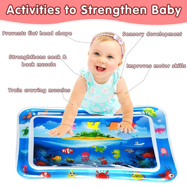 Animal Water Mat PVC Baby Water Play Mat Double Edge for Activity (Island)