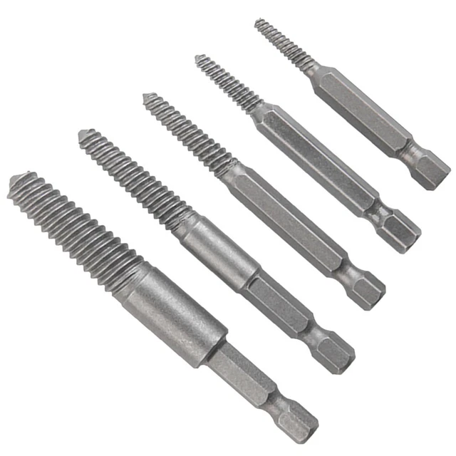 Set Estrattori Viti Danneggiate 6 Pezzi | Acciaio Carbonio, Per Viti Rotte O Spanate | Con Custodia Portatile