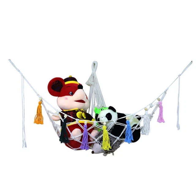 Organizador de almacenamiento colgante de red de animales de peluche red de esquina hamacas hamacas