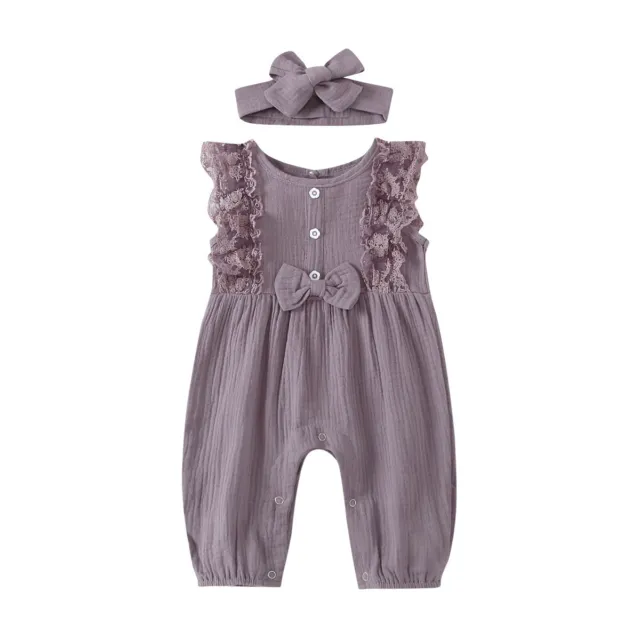 Newborn Baby Girls Outfits Clothes Lace Ruffle Romper Bodysuit Jumpsuit Playsuit 2
