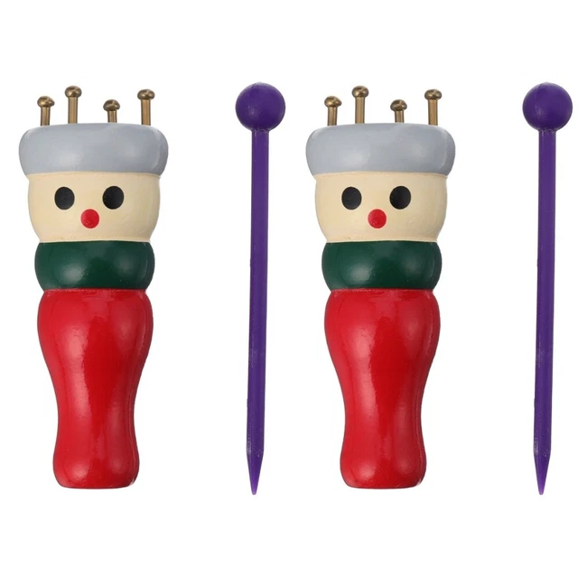Juego de 2 Muñecas de madera para niños Herramientas de tejer francesas