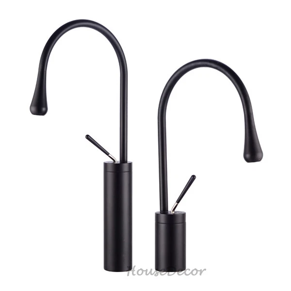 Modern Black Single Lever Faucet Bathroom Basin Sink Tap Swivel Spout Mixer Taps