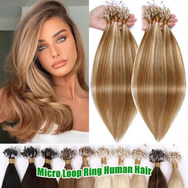 HOT Micro-Ring Echthaar Loop Remy Hair Extensions Echthaar Haarverlängerung Dick