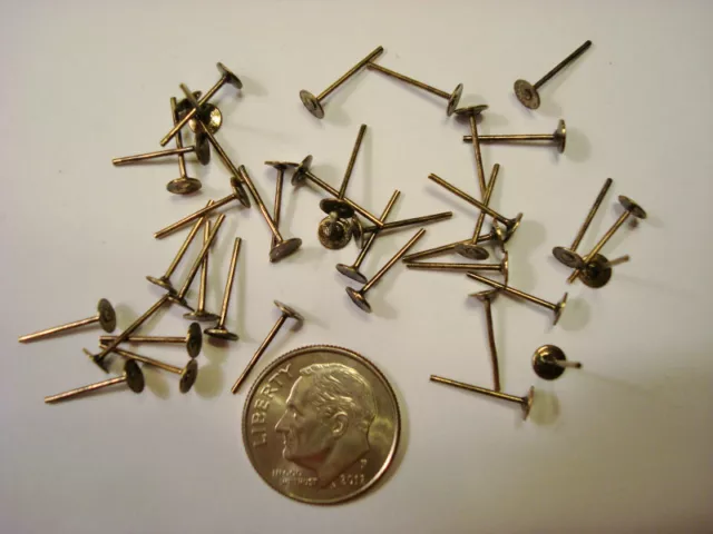 40 Bronze plated post pierced earring findings 4mm flat pad glue on fpe067 2