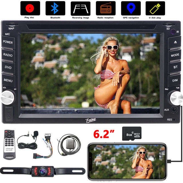 Double Din Car Stereo 6.2" DVD Touch Screen Radio Mirror Link for Android phone