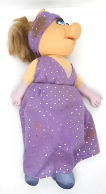 Fisher Price Doll Miss Piggy Plush Purple Dress Jim Henson Muppets 1980 Vintage