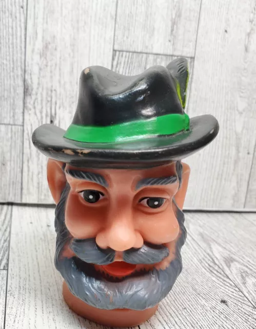 Vintage Rubber Head Man in gray beard black hat Hand Puppet 60's 70's Mr. Rogers