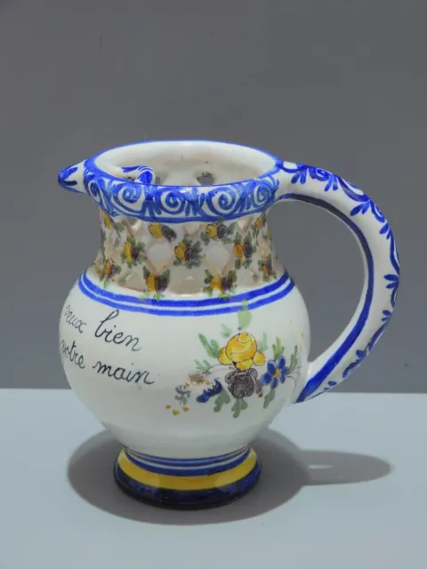 -Joli Petit Pichet Trompeur Ceramique Emile Tessier Malicorne Collection    D 3