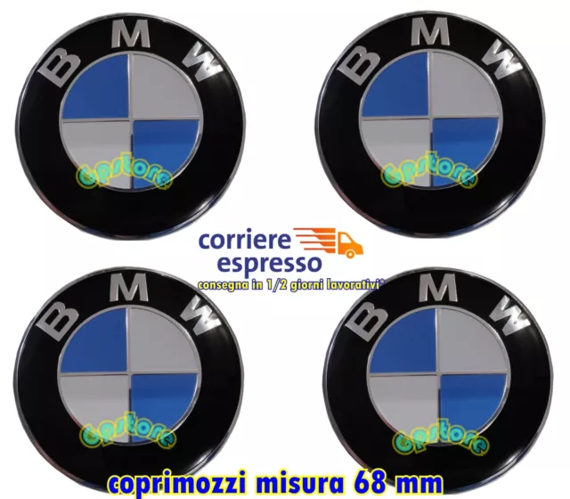 4 COPRIMOZZO BMW LOGO ORIGINALE TAPPI RUOTA Serie 1 2 3 4 5 6 7