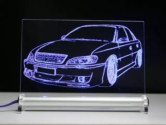 Opel Omega B als  AutoGravur auf LED-Leuchtschild