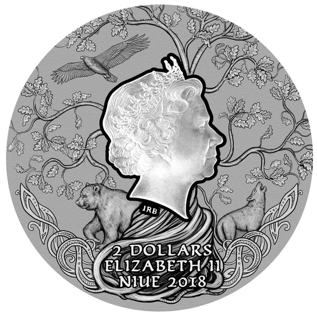 2018 Niue $2 - PERUN Thunder Slavic Gods-2 Oz Antique Finish Silver Coin 2