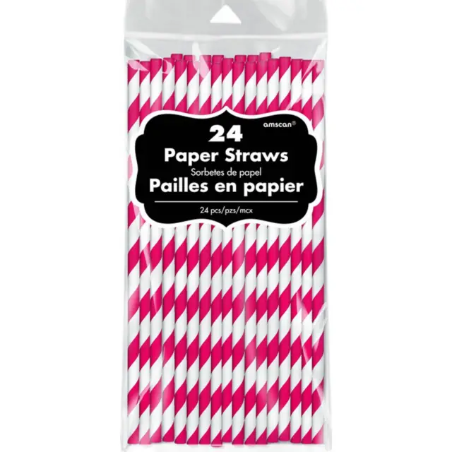 Apple Red Chevron Striped Paper Straws Pack of 24
