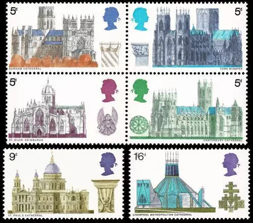 1969 British Architecture, Cathedrals (SG796-801) MNH/UM Stamp Set